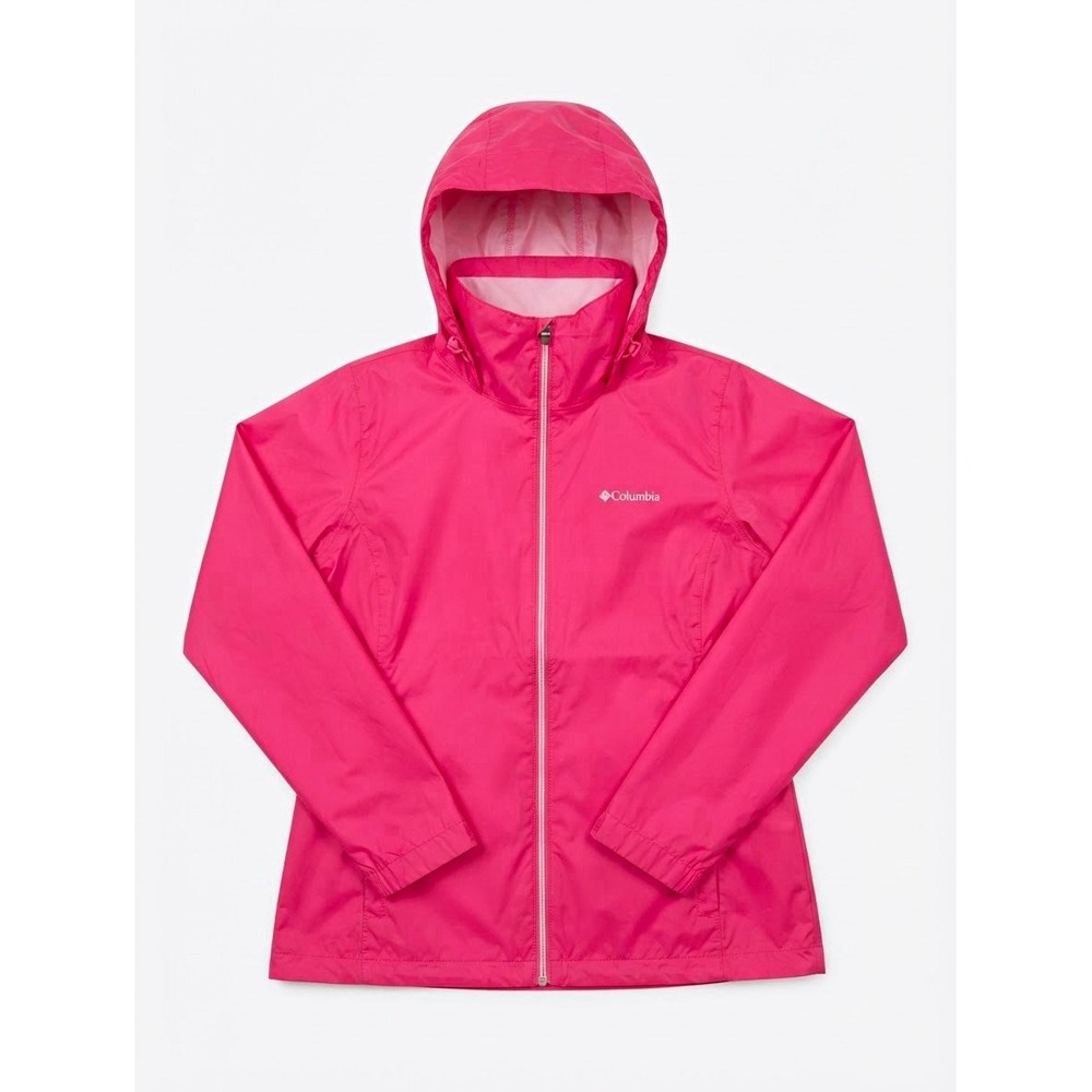 Columbia Womens L Pink Gorpcore Outdoor Hooded Full Zip Nylon Jacket Logo